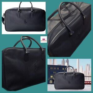 Ralph Lauren Polo Faux Leather Navy Blue Duffle Shoulder Carryon Gym Weekender